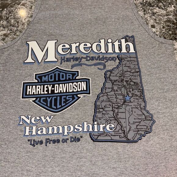 Vintage 2003 Harley Davidson, Meredith, NH gray tank top T-shirt M - Picture 6 of 9